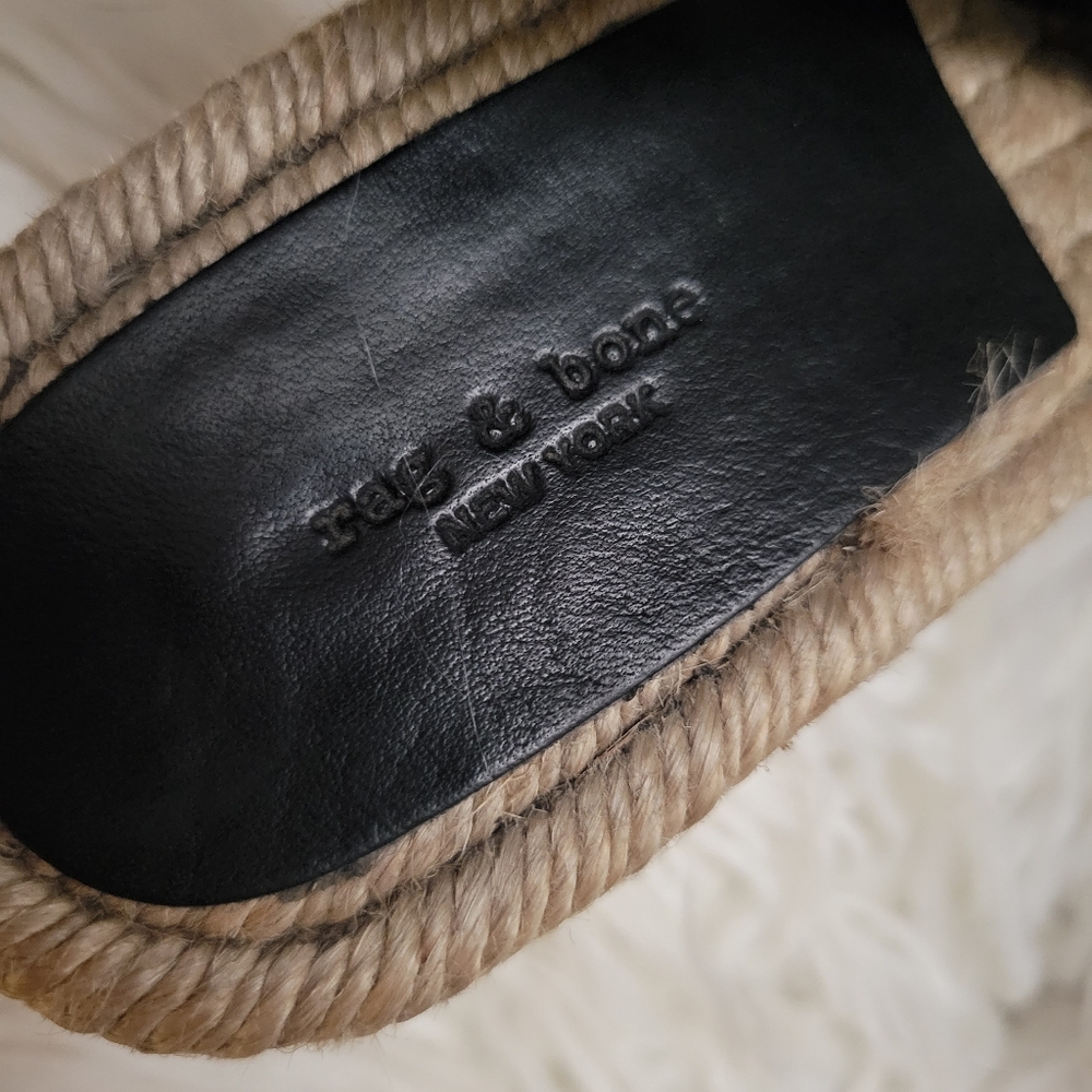 Rag and Bone Calla Wedge Espadrille - black suede Leather Platform Sandal 36.5 - Picture 11 of 11